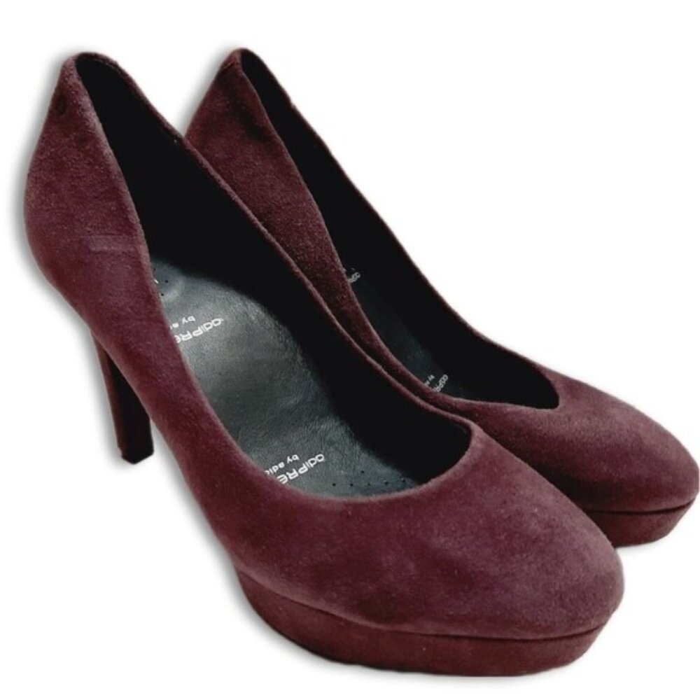 ROCKPORT Adiprene Platform Pumps High Heels Purple Suede Leather Sz 8.5 | Eur 39